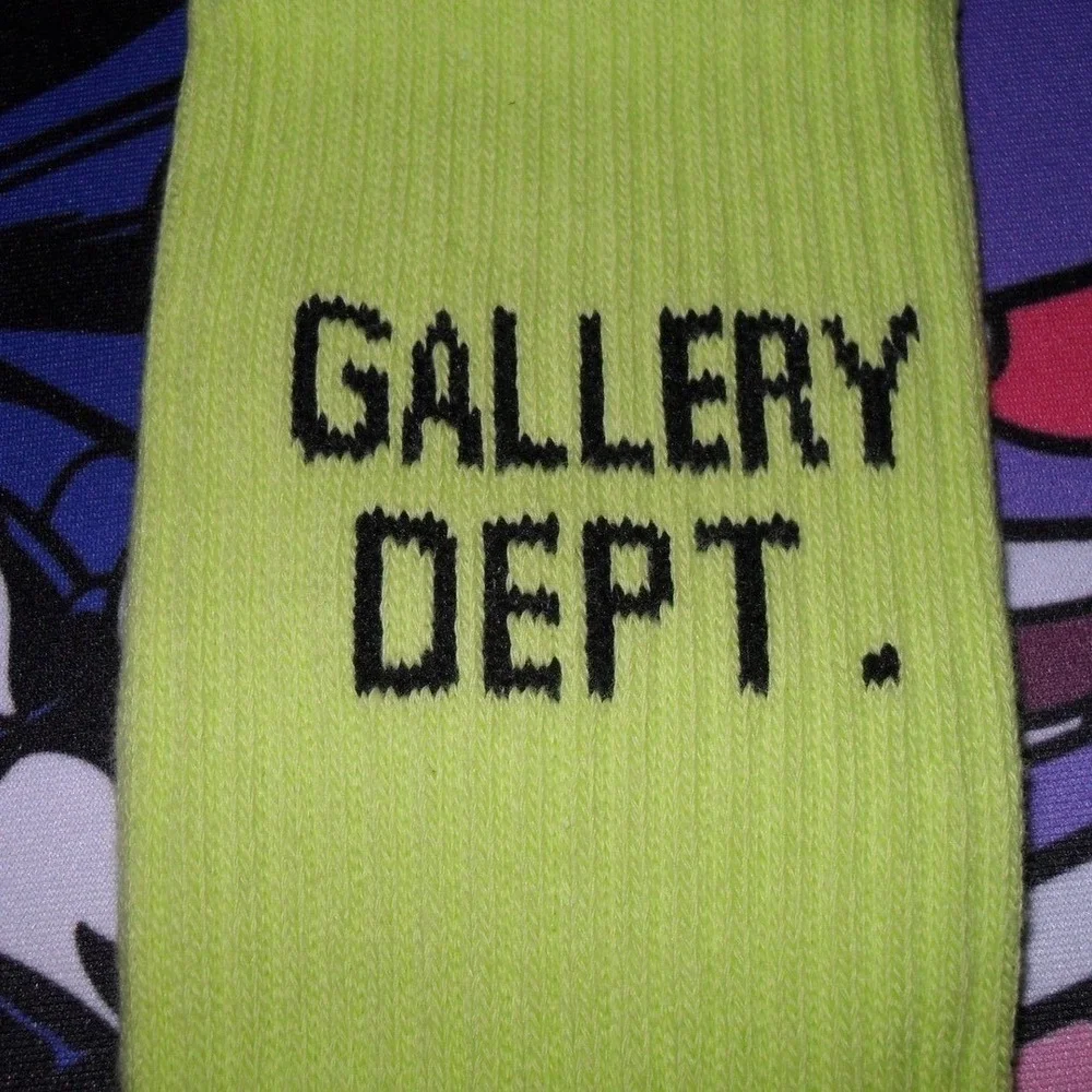 Gallery Dept. Socks Women's Small 4-6.5‎ Crew Green Lime Black Logo - 1 Pair New